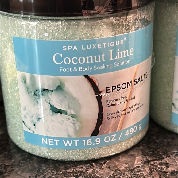 Spa Luxetique (1) Lavender and (2) Coconut Lime Epsom Salts Tubs Set of 3 NWT - Picture 3 of 9